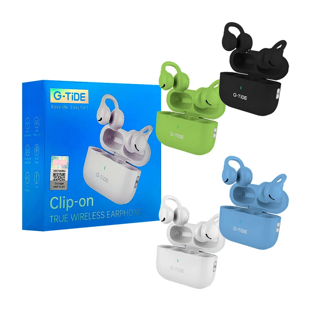 Audífonos inalámbricos g-tide en forma de clip con estuche de carga, …