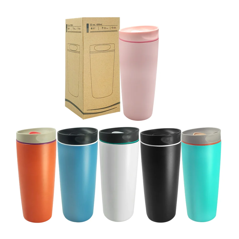 Vaso termo liso de acero inoxidable con 22oz y cierre hermético, vari…