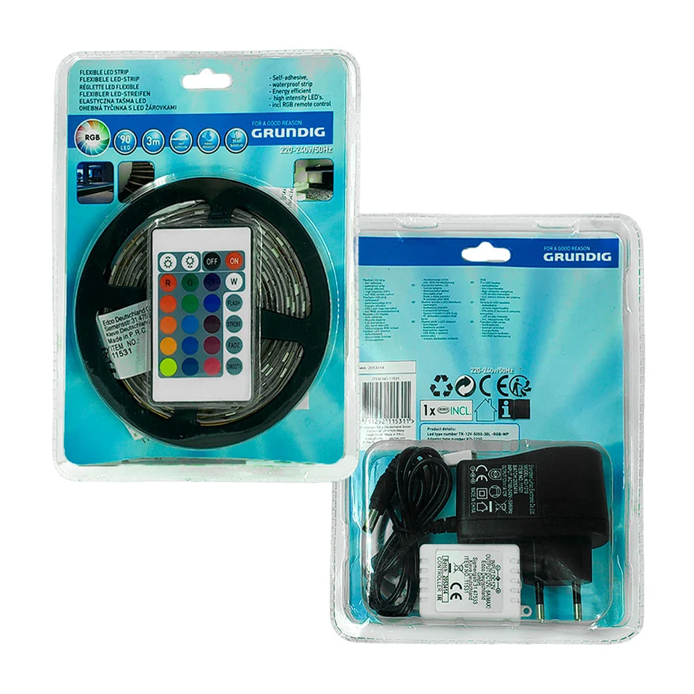 Tira led de 3 metros, luz rgb, 90 leds, flexible, con control remoto …