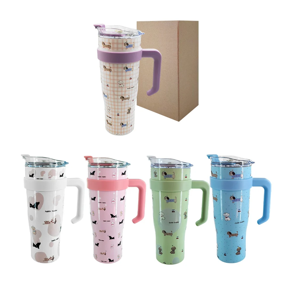 Vaso termo de acero inoxidable con agarradera, 40oz y diseño de perri…