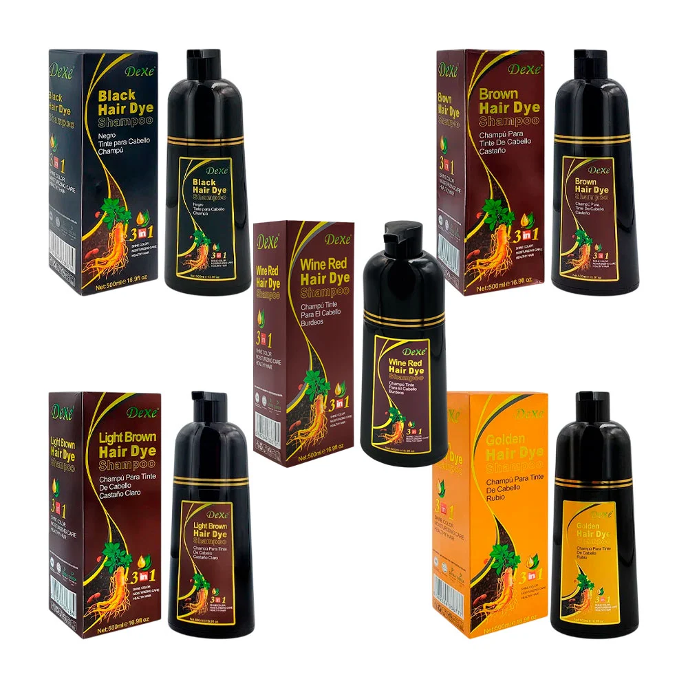 Shampoo dexe 3 en 1 con extractos naturales para pintar el cabello, 5…