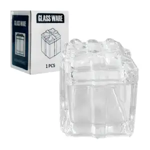 Azucarera de cristal cuadrada estilo clasico + detalle de moño en tap…