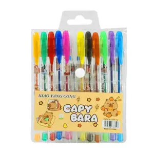 Paquete con 12 plumas de gel con diseño de capibara, variedad de colo…