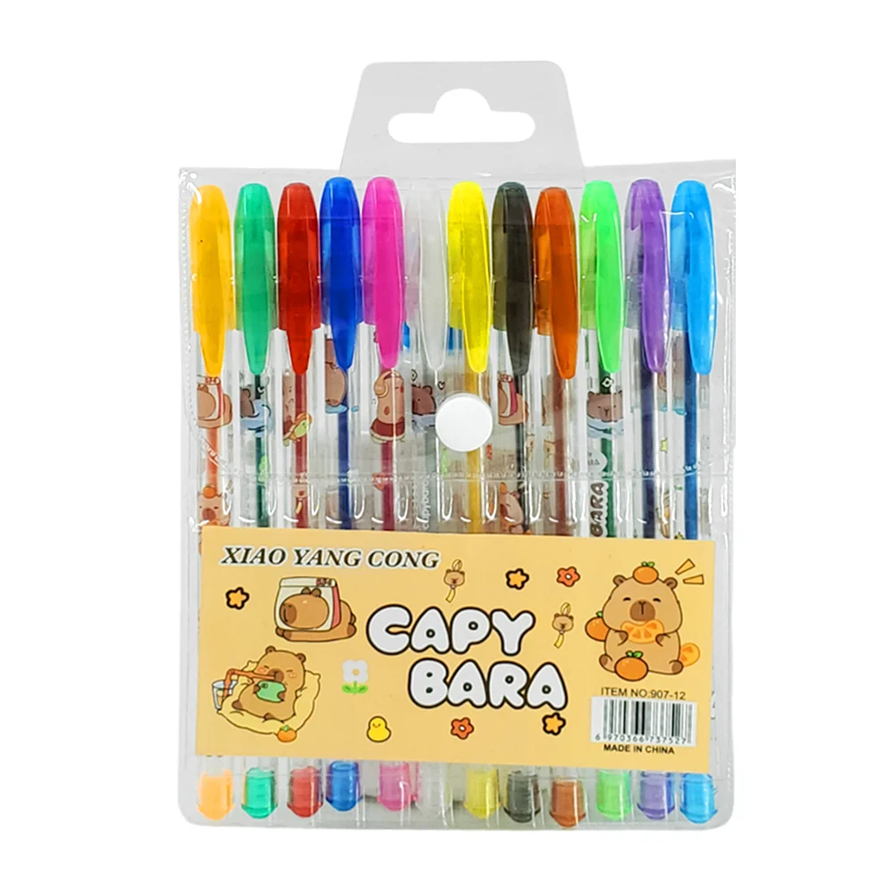 Paquete con 12 plumas de gel con diseño de capibara, variedad de colo…