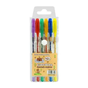 Paquete con 6 plumas de gel con diseño de capibara, variedad de color…