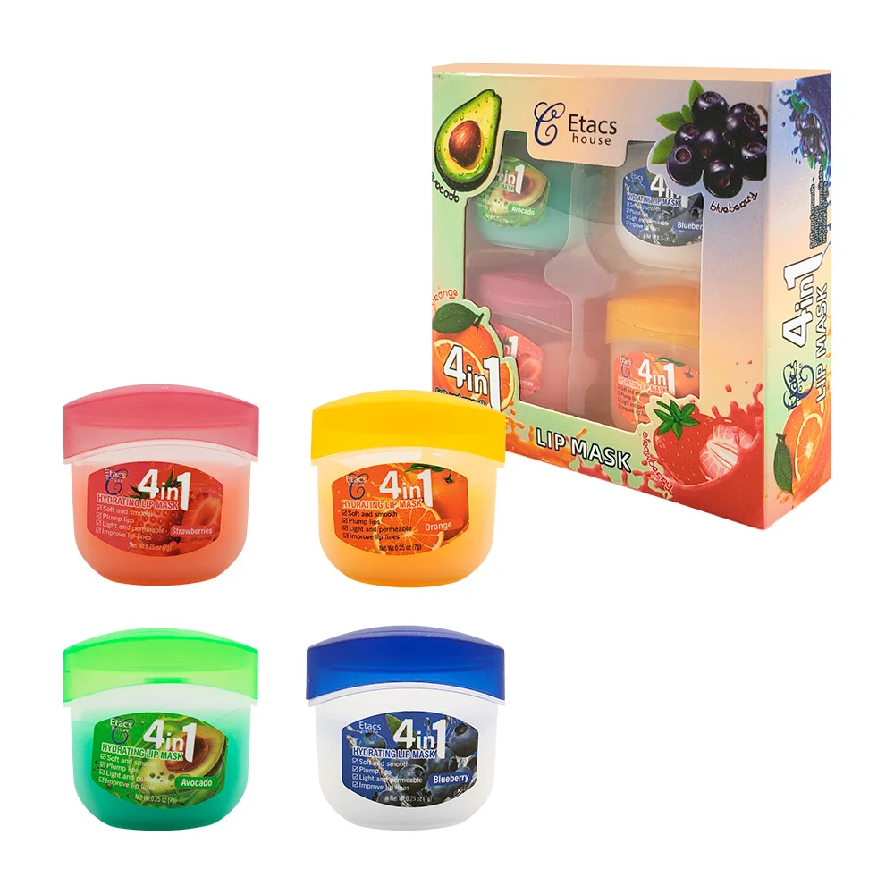 Paquete con 4 bálsamos tipo vaselina para labios con extracto de frut…