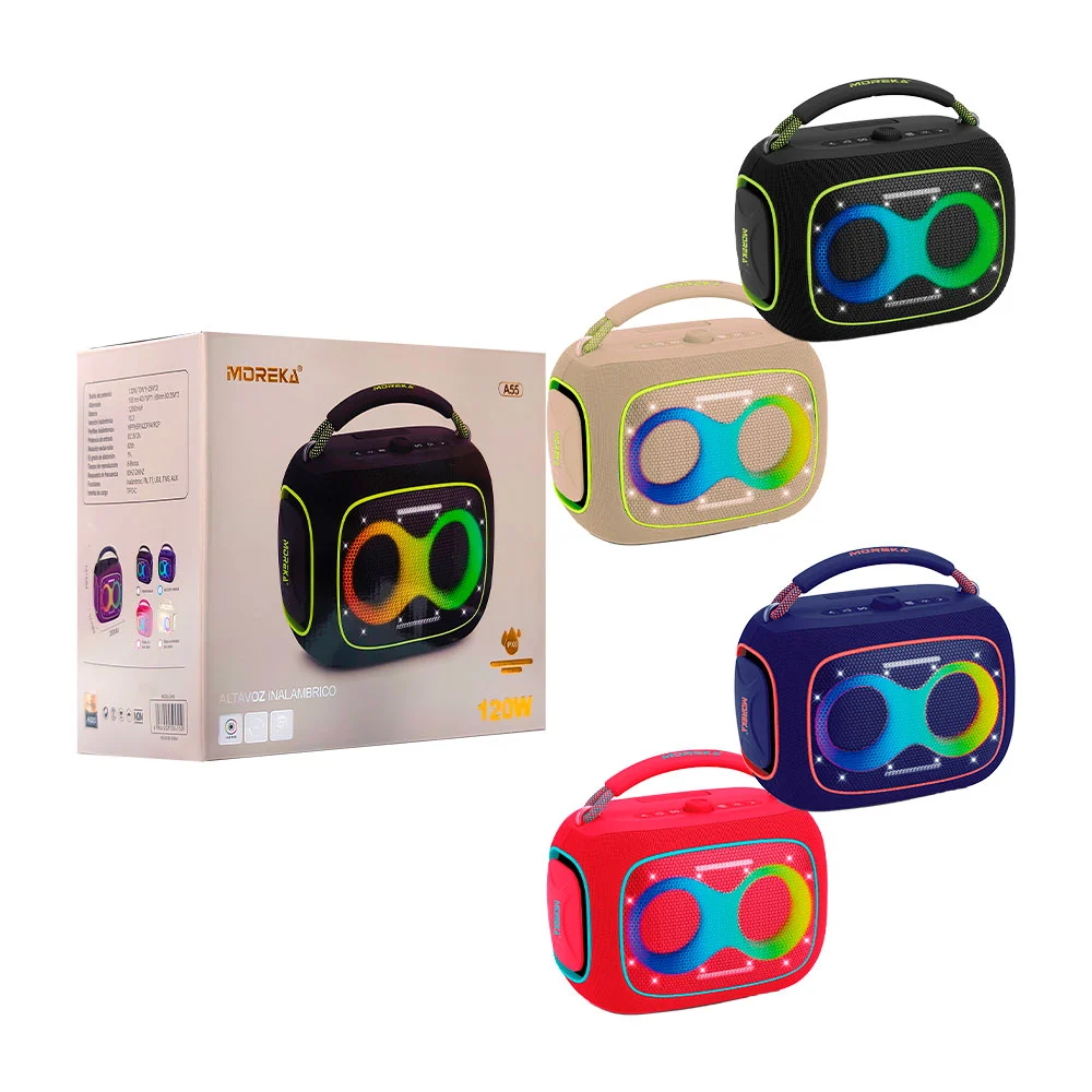 Bocina inalámbrica, cuadrada con sonido 360, luz rgb rítmica + asa, v…