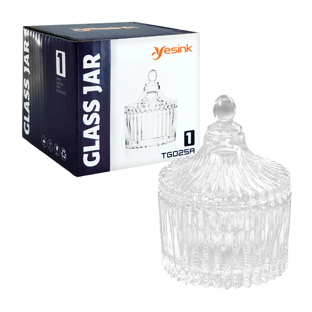 Azucarera de cristal estilo clásico con tapa, 9.3x6.8cm / a7552
