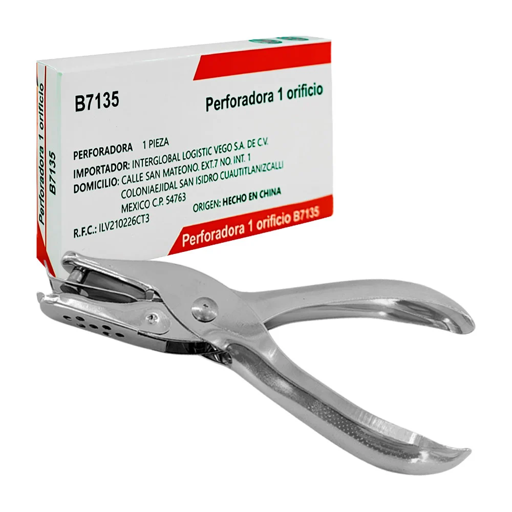 Perforadora manual de metal para un orificio con almacenamiento de ba…