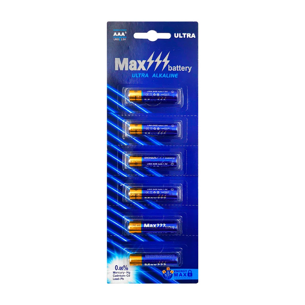 Blíster de tira con 6 pilas / baterías max battery triple aaa ultra a…