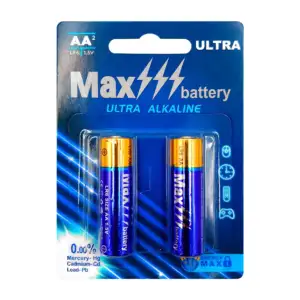 Blíster con 2 pilas / baterías max battery doble aa ultra alcalinas