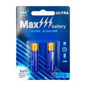 Blíster con 2 pilas / baterías max battery triple aaa ultra alcalinas