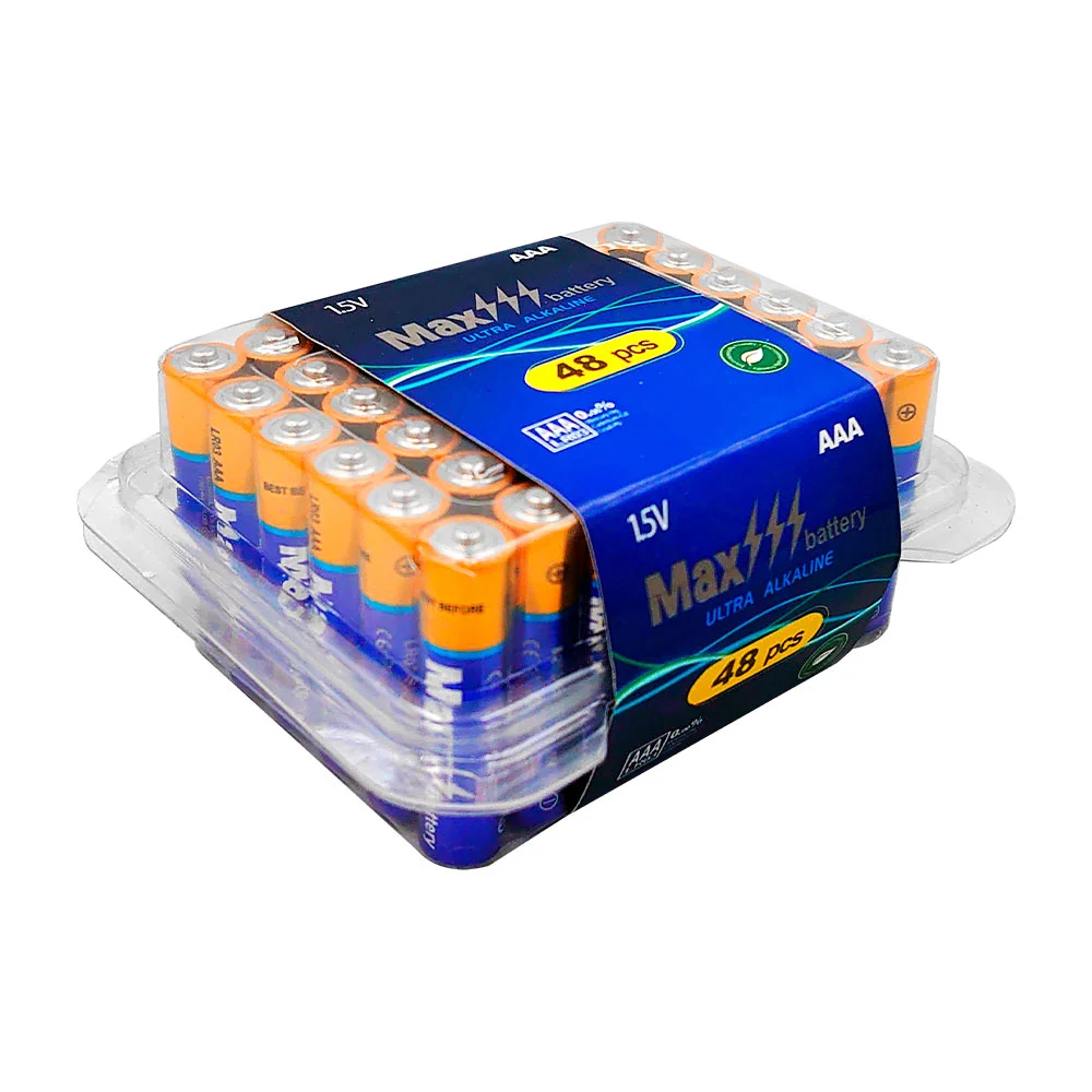 Caja con 48 pilas / baterías max battery triple aaa ultra alcalinas