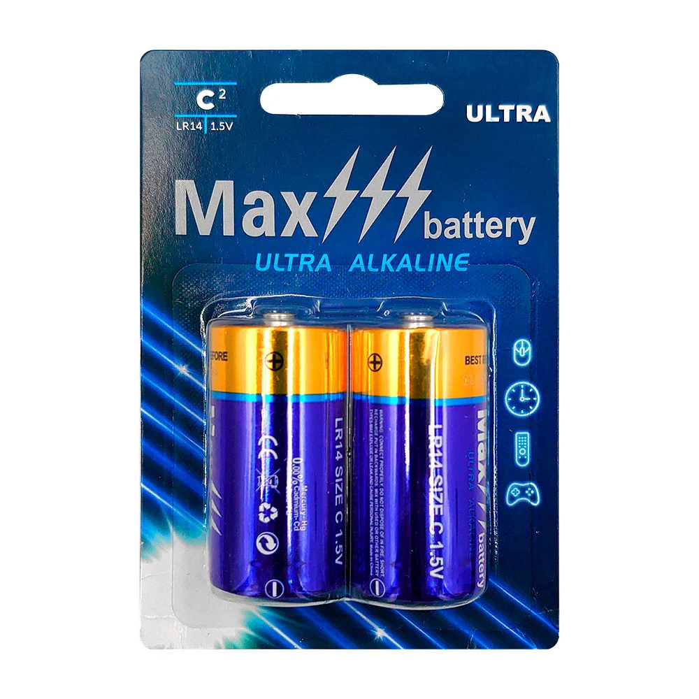 Blíster con 2 pilas / baterías max battery C ultra alcalinas, energy …