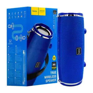 Bocina bluetooth hoco cilíndrica con textura de tela y correa satinad…