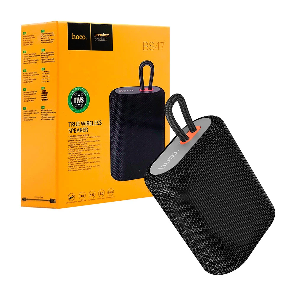Bocina cuadrada inalámbrica bluetooth con diseño de tela + asa y ranu…