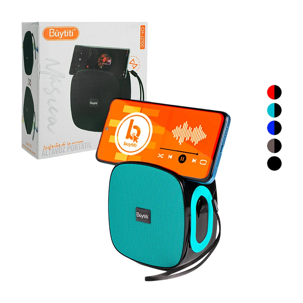 Bocina pequeña cuadrada, inalámbrica con soporte, puerto usb, tf, rad…