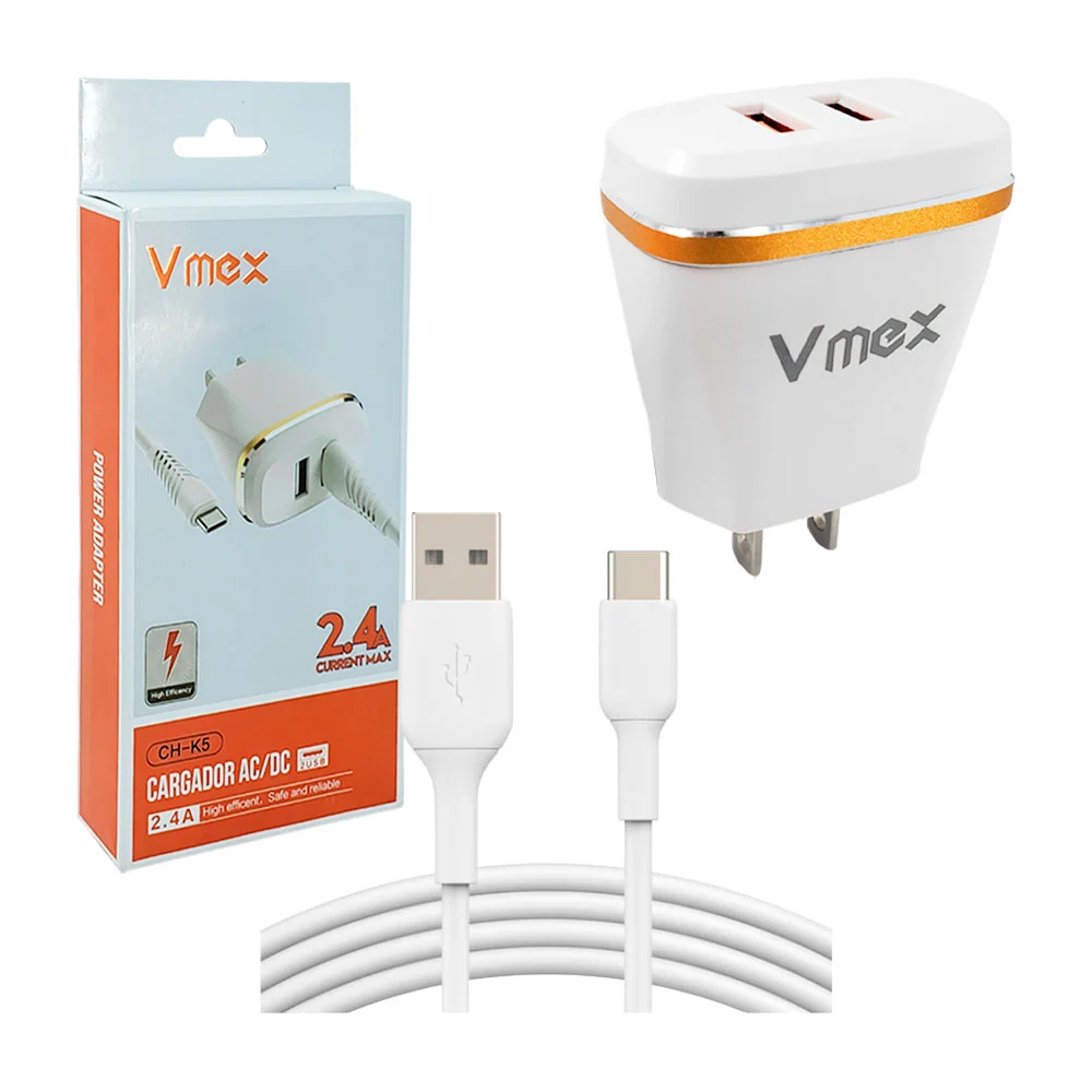 Combo cubo cargador vmex de carga rápida con doble puerto usb y cable…