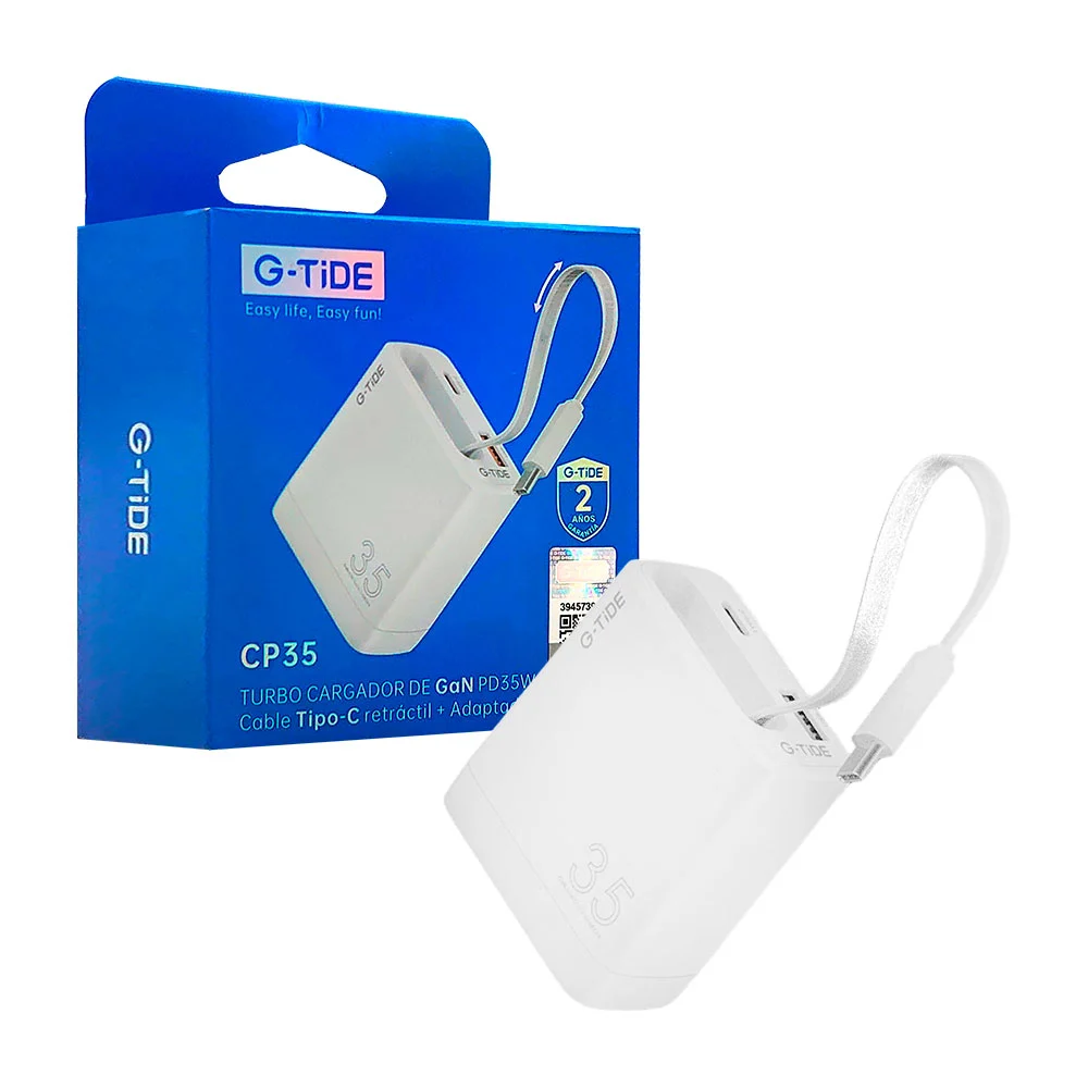 Turbo cargador de35 w, entradas usb c a usb a, cable retractil usb c …