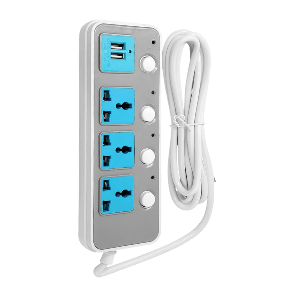 Barra multicontactos de 2m con 3 enchufes y 2 usb + botones de seguri…