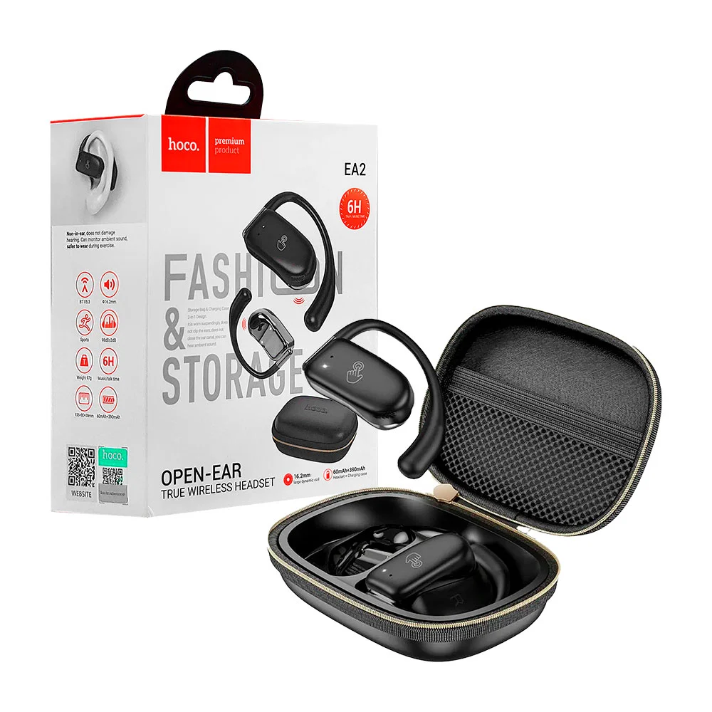 Audífonos inalámbricos hoco bluetooth tipo clip + estuche de carga