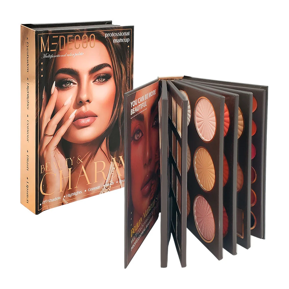 Paleta de maquillaje con estampado de revista y 6 compartimentos / ey…