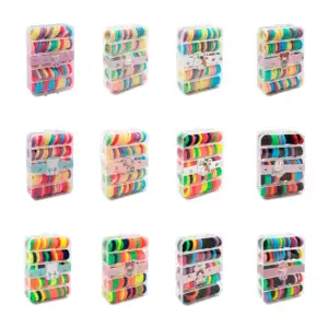 Estuche con mini ligas-donas para el cabello, variedad de colores / f…