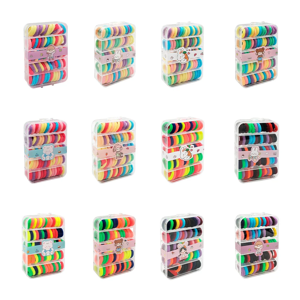 Estuche con mini ligas-donas para el cabello, variedad de colores / f…