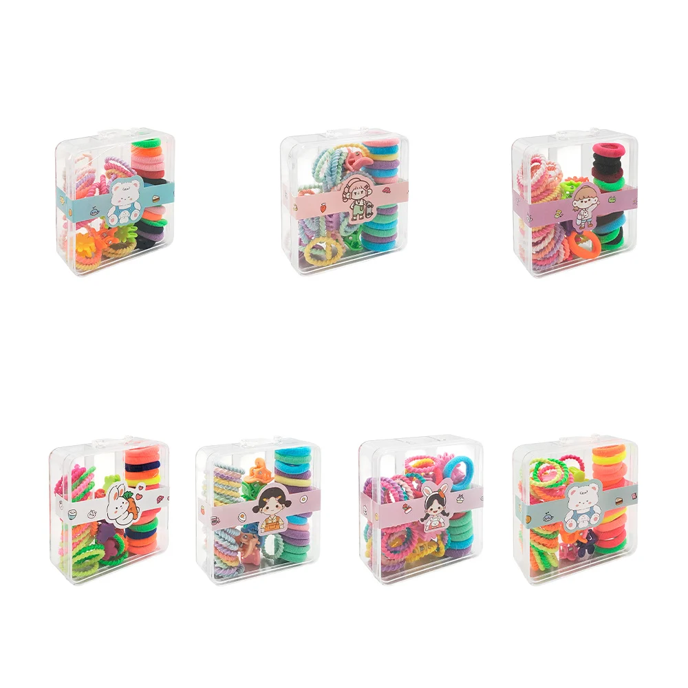 Estuche con mini ligas-donas y pinzas de colores para el cabello / f3…