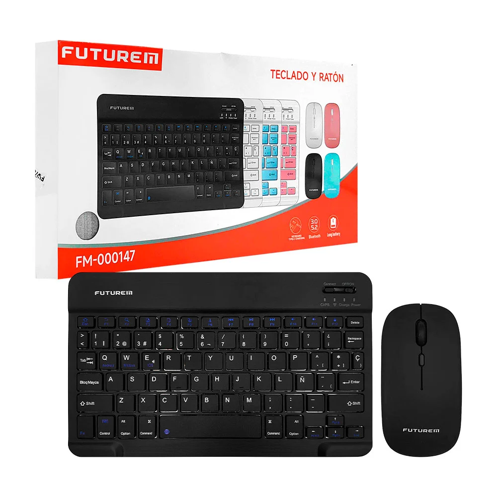 Combo mouse y teclado inalámbrico futurem, recargable, variedad de co…