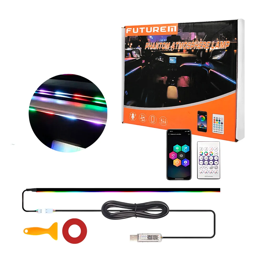 Tira led rgb para interior de coche con control remoto y herramienta …