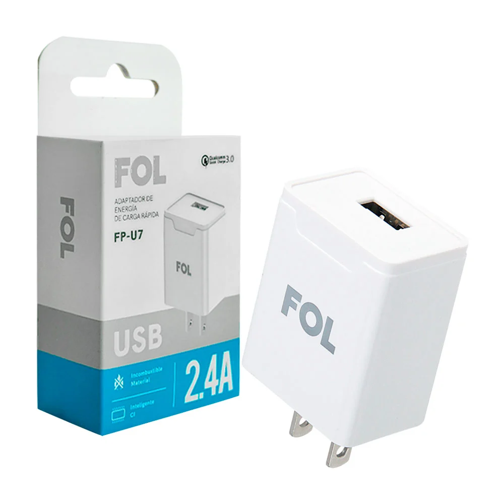 Cubo cargador fol, carga rápida 12w, puerto usb-a / fp-u7