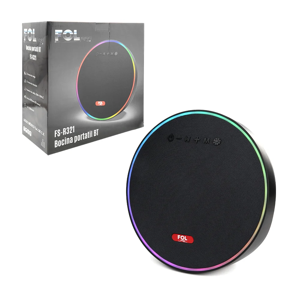 Bocina fol pro, portátil en forma de disco, puerto usb, tf y radio + …