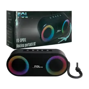 Bocina fol, inalámbrica, doble altavoz con rgb, puerto usb y tf, radi…