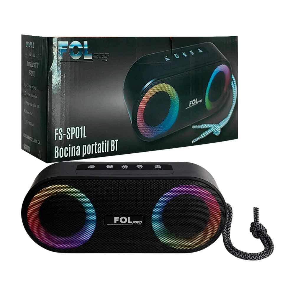 Bocina fol, inalámbrica, doble altavoz con rgb, puerto usb y tf, radi…