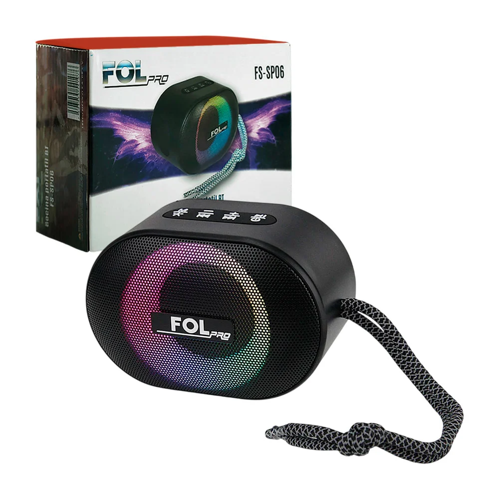 Bocina fol, portátil, ovalada inalámbrica, puerto usb, tf y radio + l…
