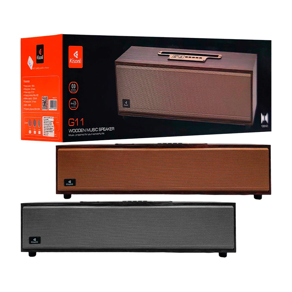 Bocina barra de sonido kisonli bluetooth vintage con lamina de madera…