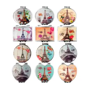 1pz mini espejo doble con diseño de la torre Eiffel 7x6cm, variedad d…