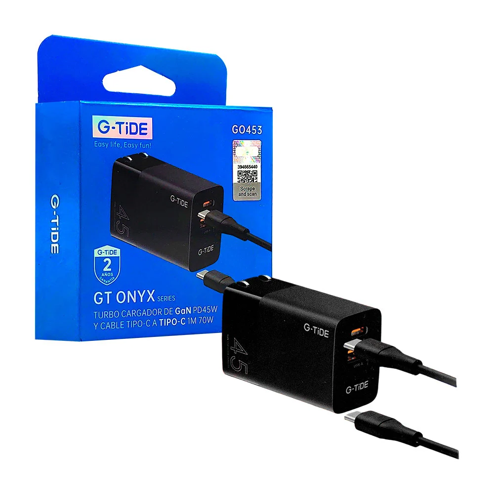 Cubo cargador g-tide, puerto usb c a usb a de 45 w + cable tipo usb c…