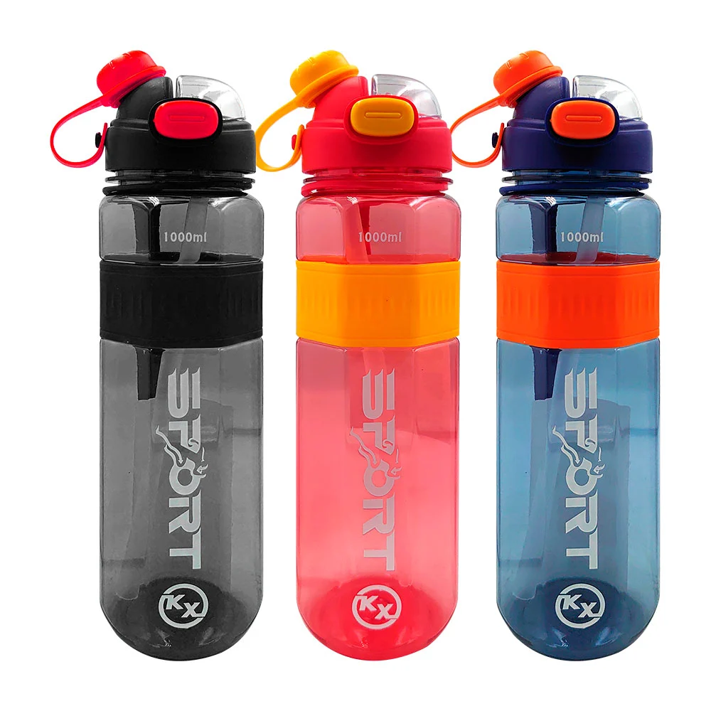 Botella de plástico sport con capacidad de 1000ml y stickers, varios …