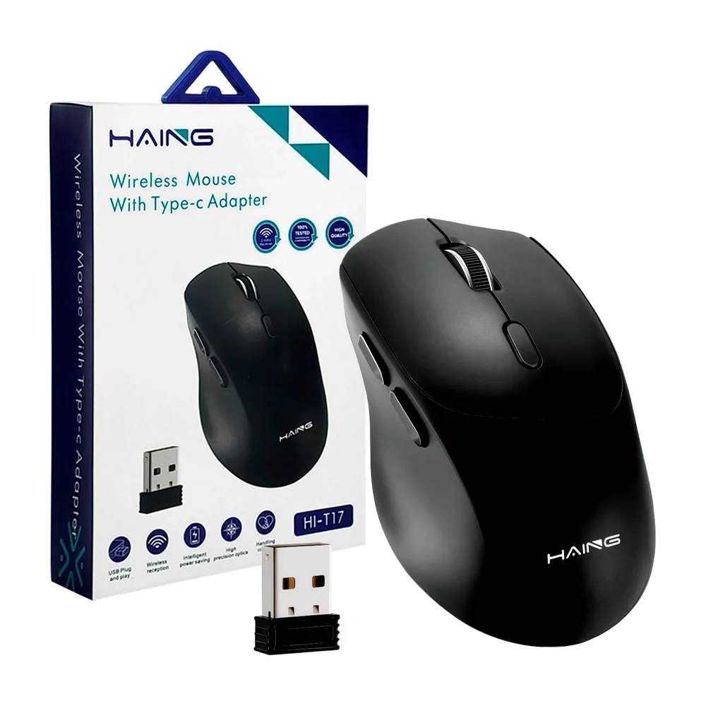 Mouse inalámbrico haing diseño ergonómico, largo alcance / hi-t17