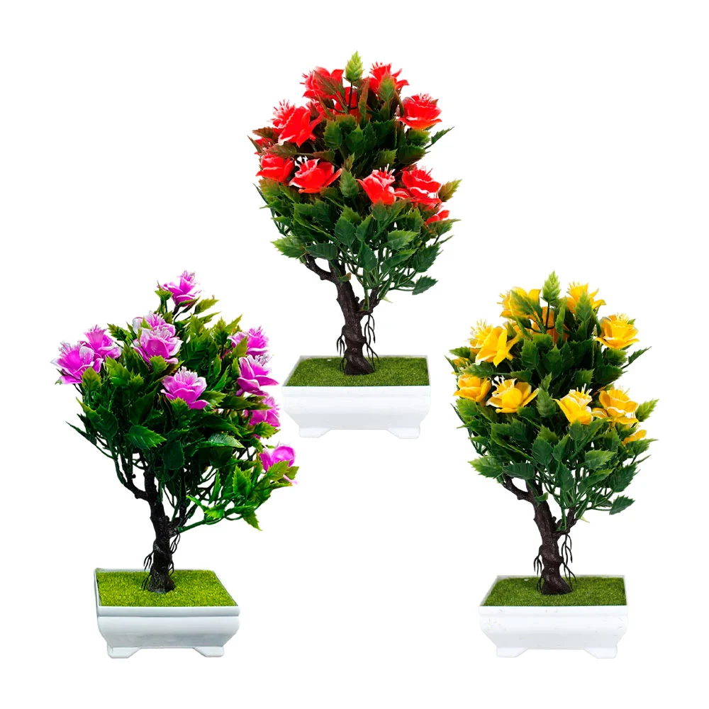 Maceta rectangular decorativa con pasto y árbol artificial 24cm / hl-…