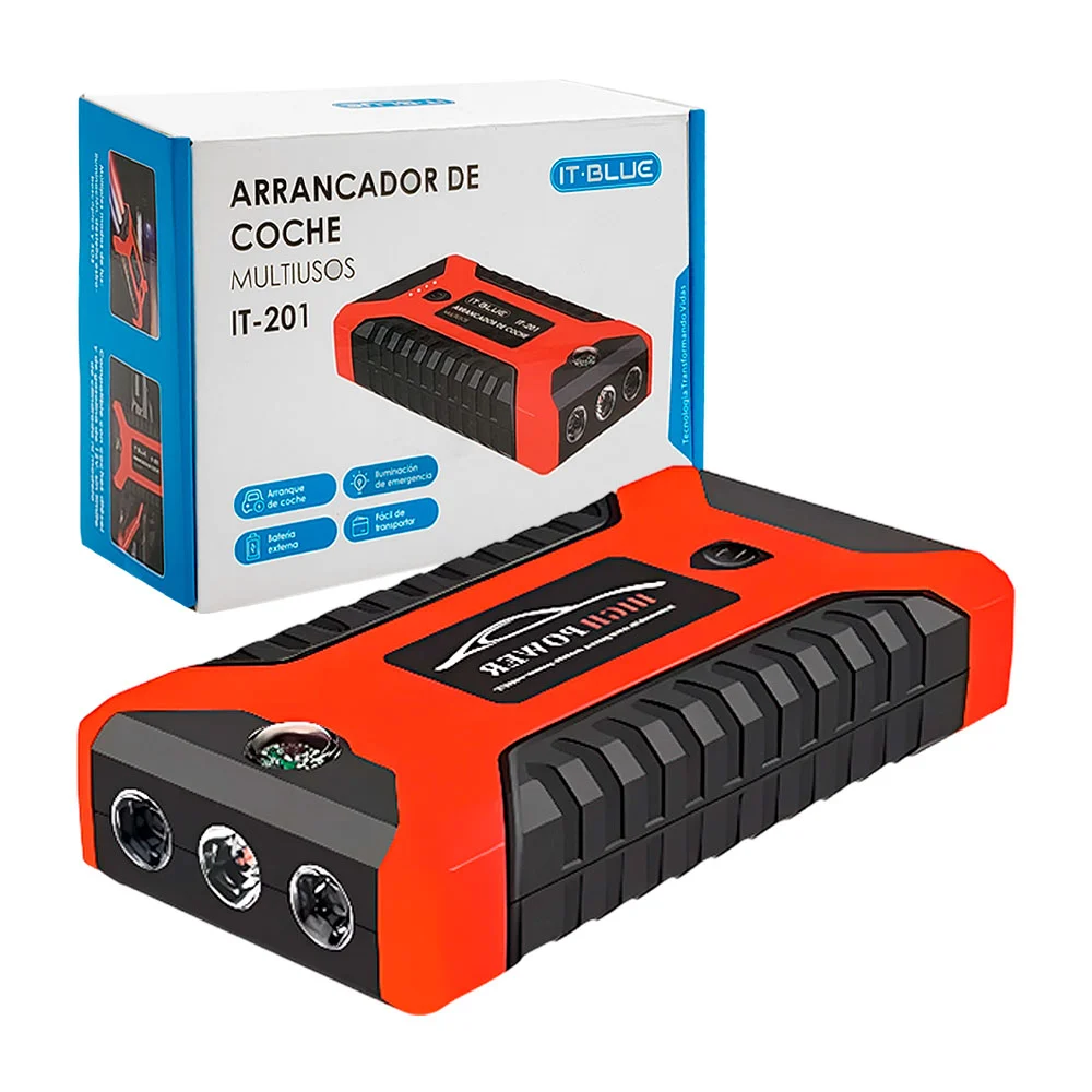 Arrancador de emergencia para automóviles multifuncional con luz y br…