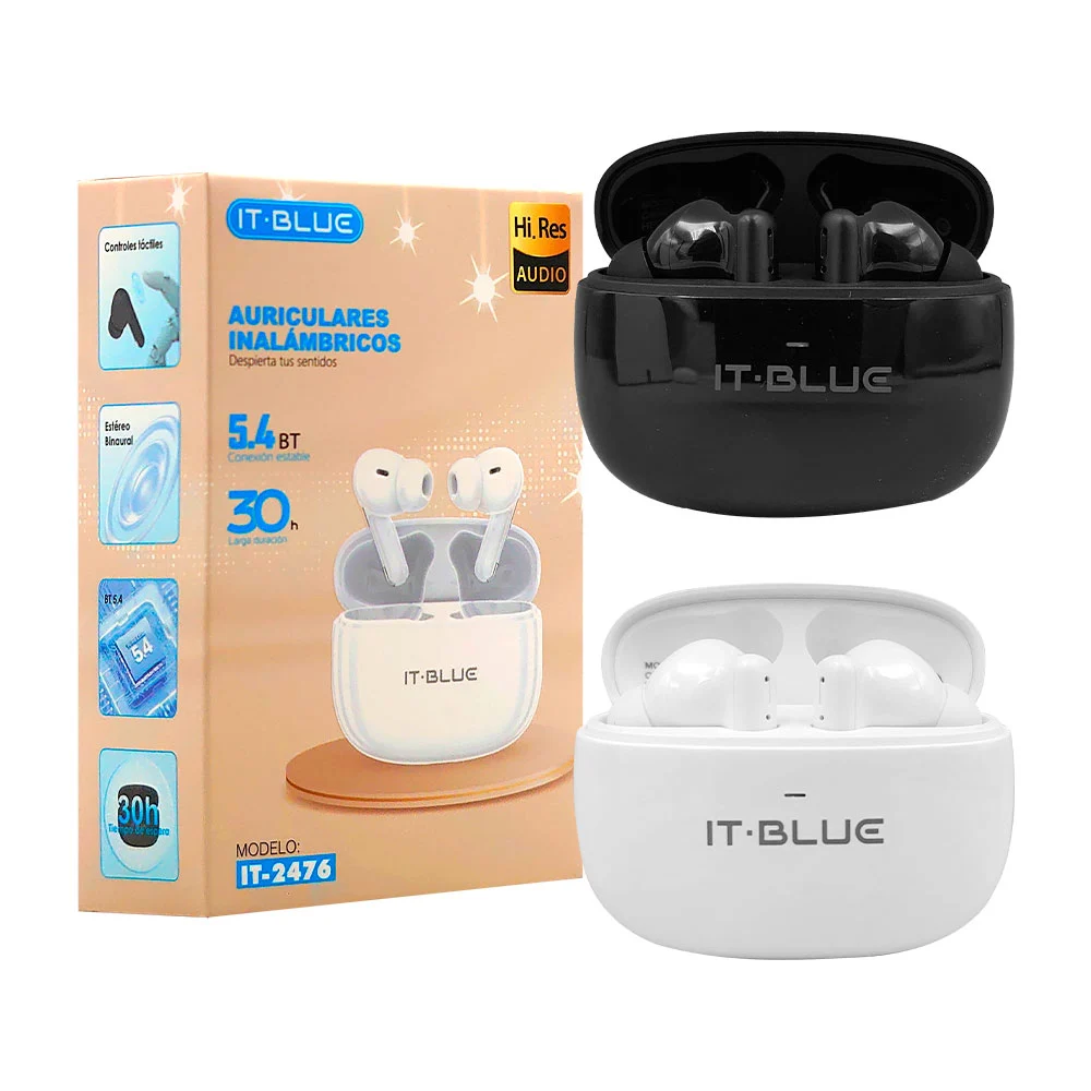 Audífonos inalámbricos bluetooth con estampado it blue y estuche de c…