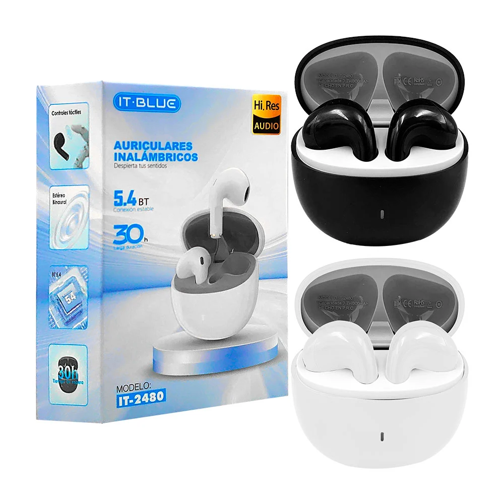 Audífonos inalámbricos bluetooth it blue con estuche de carga, varied…