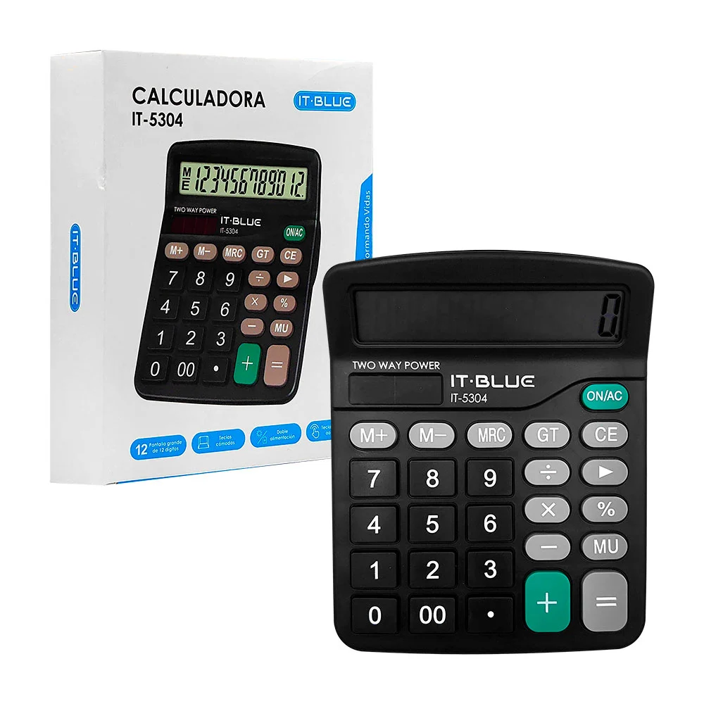 Calculadora electrónica it blue con 12 dígitos de doble alimentación