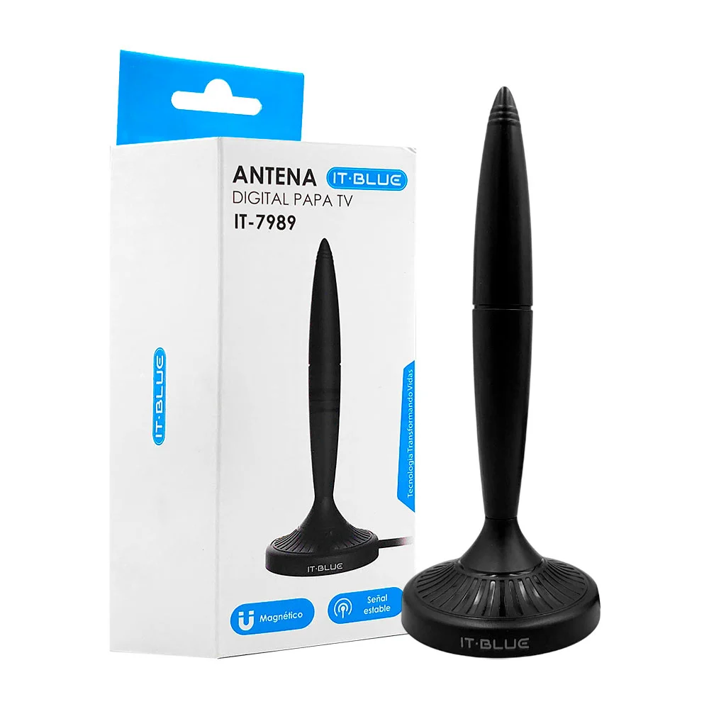 Antena digital it blue con conector macho y diseño con relieve + base…