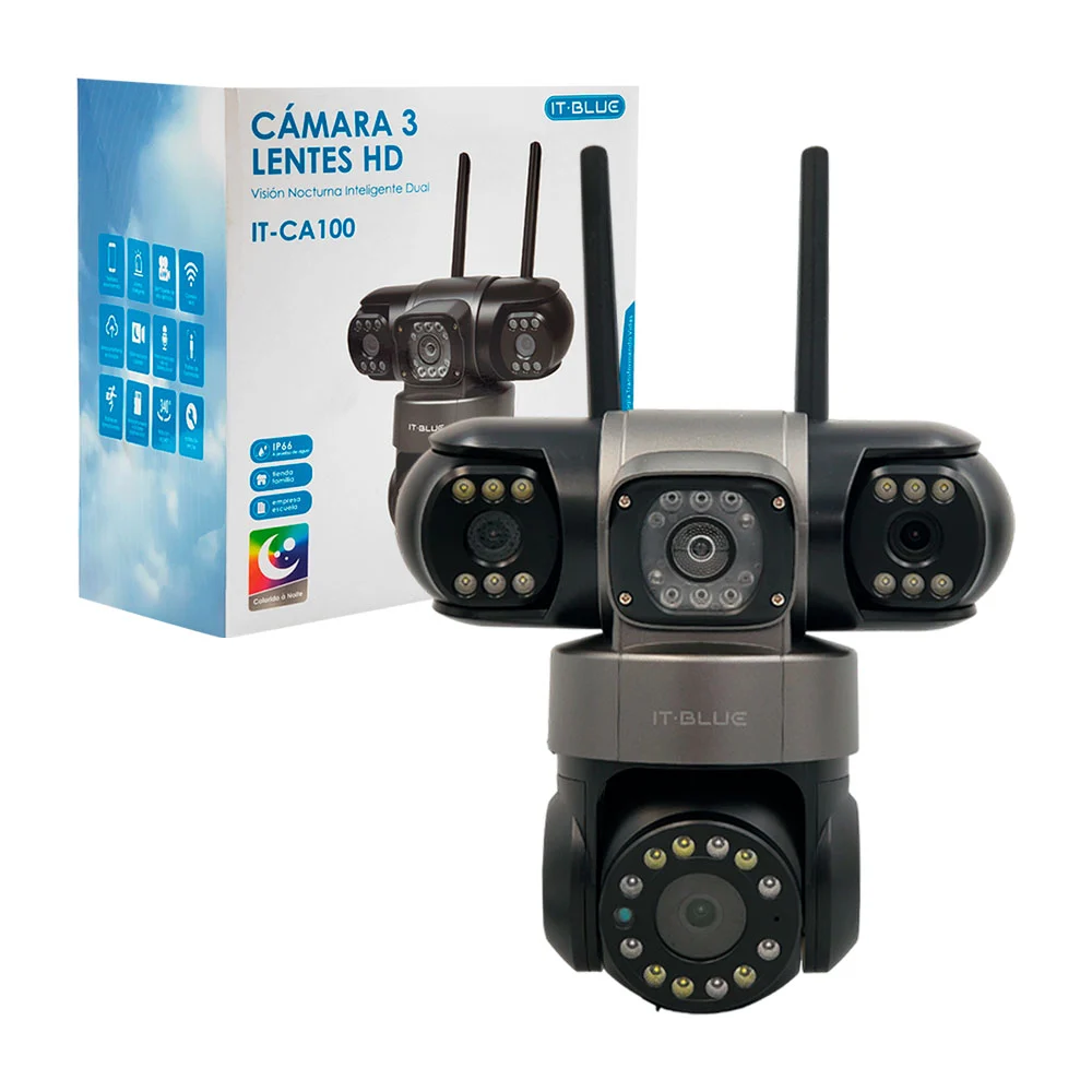 Cámara de seguridad inteligente it blue con 3 lentes hd de 6mp y visi…