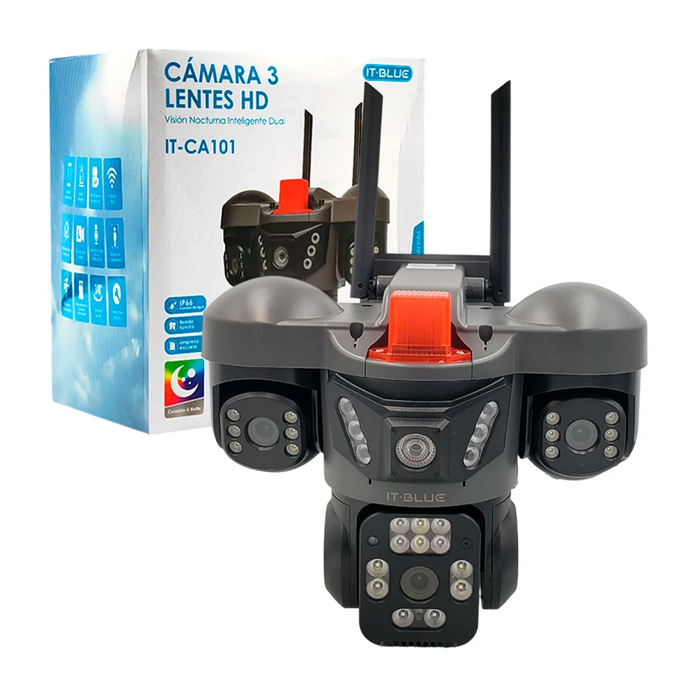 Cámara de seguridad inteligente it blue con 3 lentes hd y doble visió…