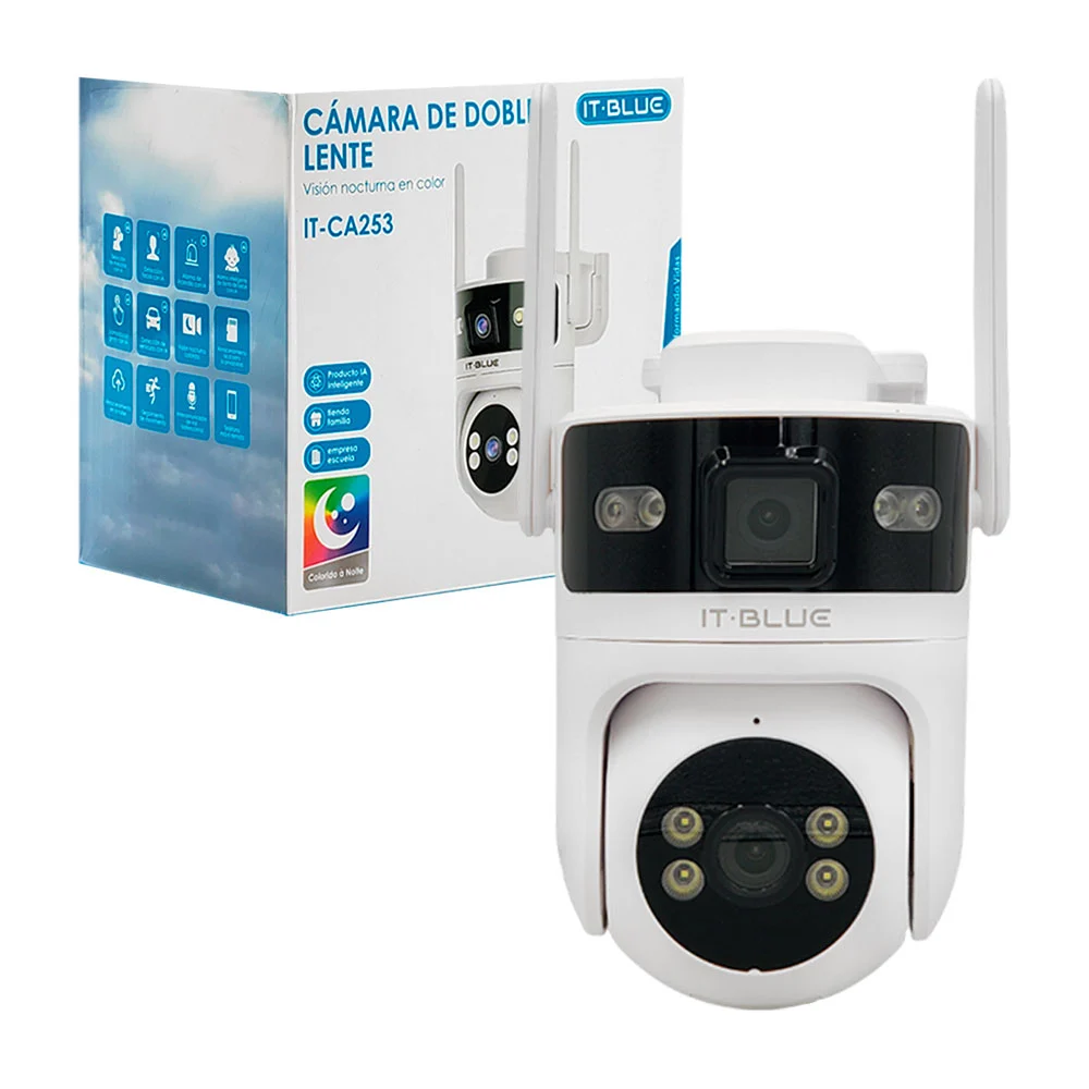 Cámara de seguridad inteligente it blue con 2 lentes hd de 4mp, visió…